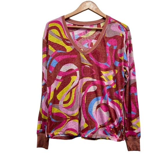 Free People Movement Multicolor V Neck Long Sleeve Pullover Blouse Top Size XS - Picture 1 of 11